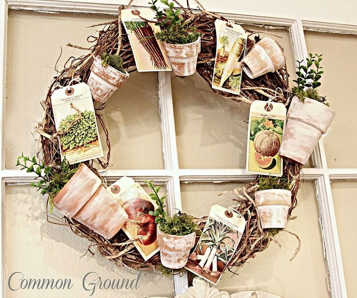 veggie garden seed packet and flowerpot wreath, crafts, outdoor living, wreaths