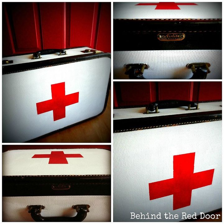 tutorial de una maleta vintage con una cruz roja