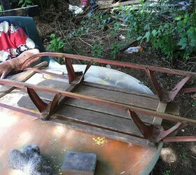 a vintage sled found some love, gardening, repurposing upcycling, Working on the rust removal