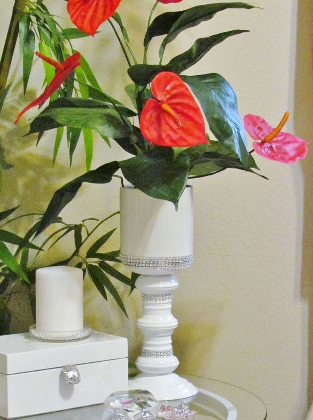 shabby chic candle holder made tabletop flower pot, crafts, home decor, repurposing upcycling