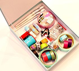 4 organizing tips for office supplies, craft rooms, home office, organizing, Organize your shipping and craft supplies Keep your glitter stickers and stamps washi tape stick glue and other craft supplies in a designated box and label