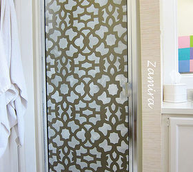 diy project stenciling on glass, crafts, doors, electrical, home decor, zamira stenciled shower door