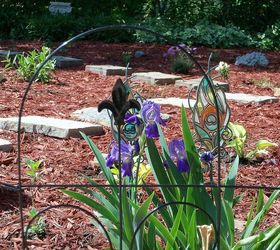 transforming my backyard into a secret garden part 2, flowers, gardening, landscape, perennial, raised garden beds, Irises blooming near entrance now