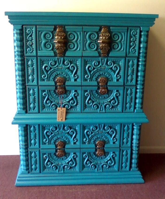 ugly duckling dresser transformed into a beautiful swan, painted furniture, Beautiful Turquoise Dresser