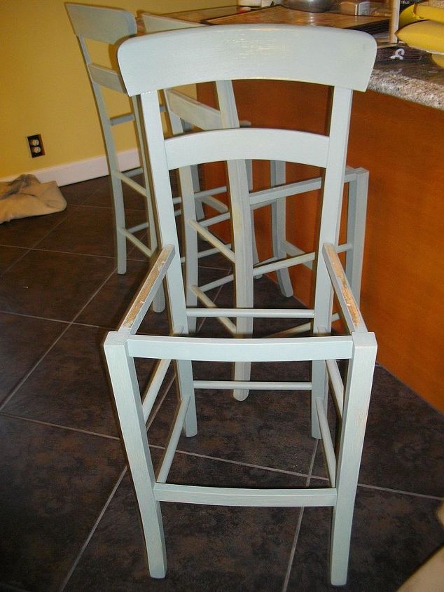 counterstools before and after, painted furniture, shabby chic, Getting green