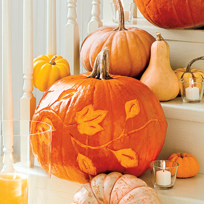 pumpkin carving ideas inspiration, seasonal holiday d cor, thanksgiving decorations, Instead of carving etch a simple fall inspired design around the side