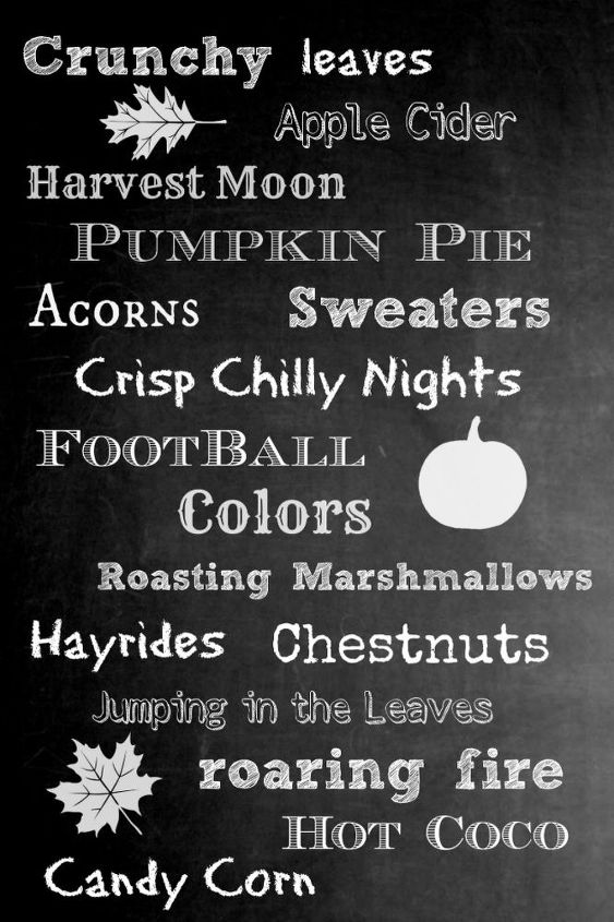 free fall chalkboard printable small and large sizes, chalkboard paint, crafts, Free Fall chalkboard available in printer paper size