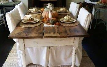 $10 Yard Sale Find: Mesa de granja antigua y paisaje de mesa de otoño