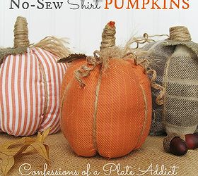easy no sew shirt pumpkins, crafts, repurposing upcycling, seasonal holiday decor, Super easy fun and inexpensive pumpkins made from shirts and they are no sew