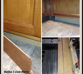 under cabinet drawers, diy, how to, kitchen cabinets, kitchen design, woodworking projects, Removing toe kicks under cabinets to get project started