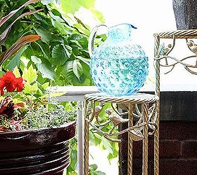 update outdoor plant stands with gold paint, outdoor furniture, outdoor living, painted furniture, Use gold spray paint outdoors via Inspired by Charm