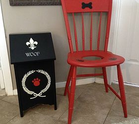 finished doggie chair and food bin, painted furniture