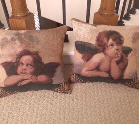 pillows my friend made just bragging on her behalf, crafts, She took a runner and made these She loves Cherubs