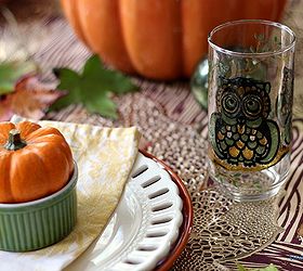 fall centerpiece tablescape ideas with pumpkins leaves and owls, outdoor living, seasonal holiday decor