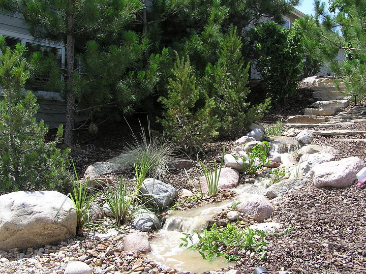 rocky mountain waterscape water feature, landscape, ponds water features, Updated into a beautiful pondless waterfall