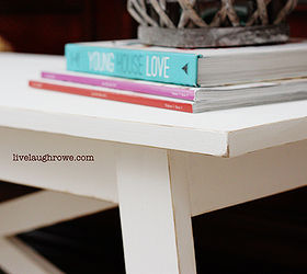 white rustic wood bench, diy, home decor, painted furniture, repurposing upcycling, rustic furniture, woodworking projects, Up close you can see where I added a little character with sand paper and brown paint