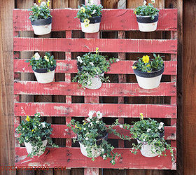 painting furniture home decor diy crafts humor, outdoor furniture, painted furniture, repurposing upcycling, An old Wood Pallet and Terra Cotta pots make an instantly gorgeous hanging garden Just add flowers
