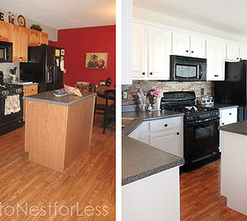 kitchen cabinet makeover on a budget, home decor, kitchen backsplash, kitchen design, Before and after