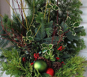 outdoor holiday decor, curb appeal, home decor, Fresh greens planter
