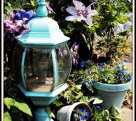decorating my yard budget friendly way to bring color to your landscape use your, flowers, gardening, repurposing upcycling, Old post Lamp repurposed