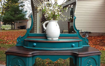 Refinished Antique Vanity in Teal