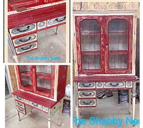 shabby farmhouse style cabinet, painted furniture, Here it is all done