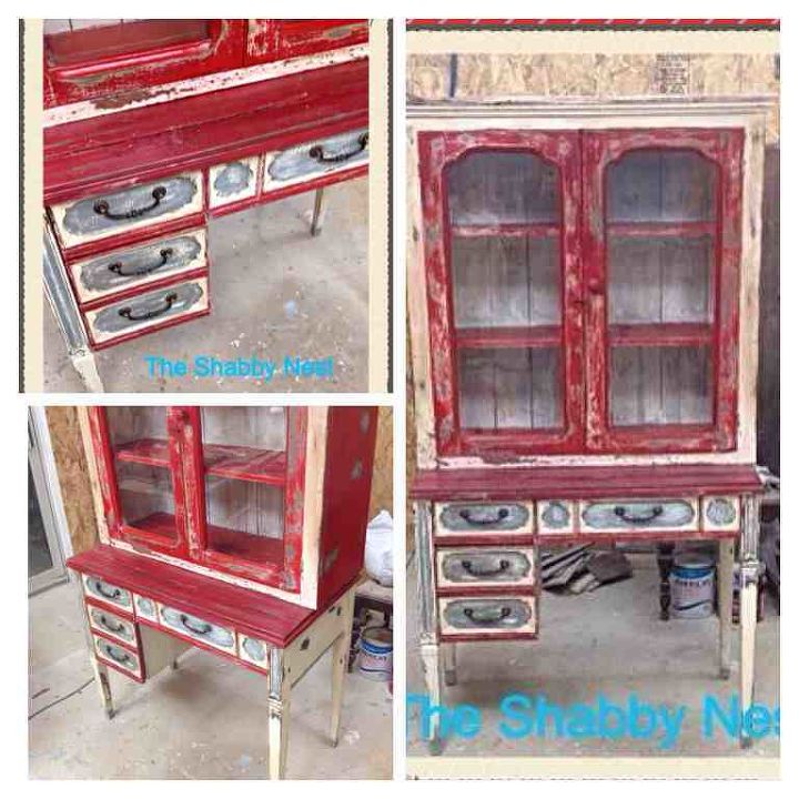shabby farmhouse style cabinet, painted furniture, Here it is all done