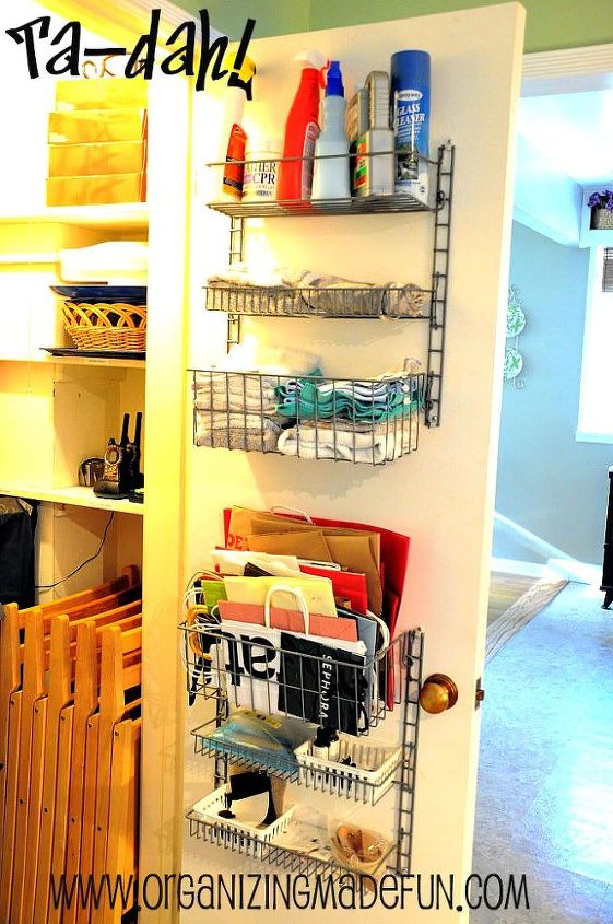 11 ways to organize on the back of a door, closet, organizing, Utility closet
