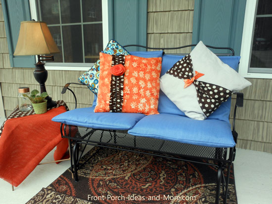 super easy method to cover outdoor cushions, outdoor furniture, outdoor living, painted furniture, repurposing upcycling, reupholster, With a couple yards of outdoor fabric and a short amount of time I made two new covers to update our porch furniture