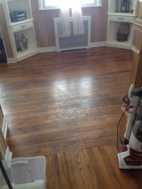 making old floors look good until you can afford new ones, dining room ideas, diy, flooring, hardwood floors, home maintenance repairs