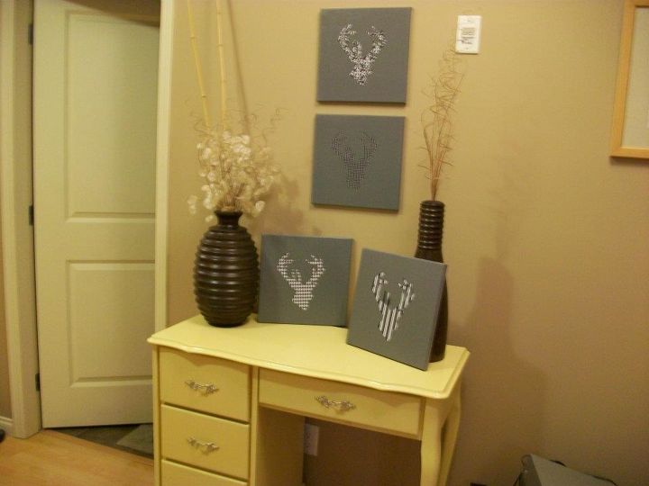 sunshine desk, painted furniture, Yellow desk going to be used in a farmhouse wedding this wknd Also made the deer silhouette canvases for my parents for Christmas