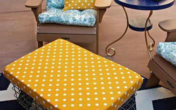 Bright and Sunny Outdoor Fabric Ottoman