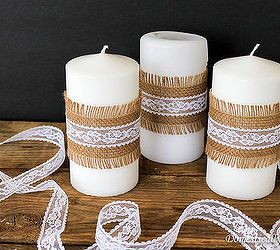 simple burlap and lace candles, crafts, home decor, mason jars, shabby chic