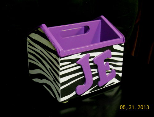 zebra print projects with purple accents, crafts, This wooden carrier was 1 80 at Goodwill and the letters were 98 cents from A C Moore