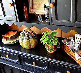 fall ification, seasonal holiday decor, Autumnal colors of green and rust help make the shelves look warm and cozy