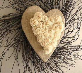 tutorial for rustic heart wreath, crafts, wreaths, Rustic Heart Wreath with Roses Burlap and Twig Wreath