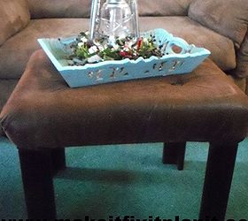 diy ottoman from an old side table, painted furniture