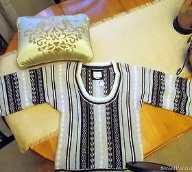goodwill sweater turned pillow, crafts, repurposing upcycling, The Sweater and the pillow