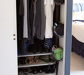 tips for organizing your house, organizing, After shot of the clothes closet Shoes are all organized on shelves