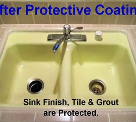 removing kitchen sink stains preventing them from coming back, After Protective Coating The sink tile grout were spray coated with Self Cleen ST3 Self Cleaning Coating They are now protected against staining and are resistant to bacteria mold mildew