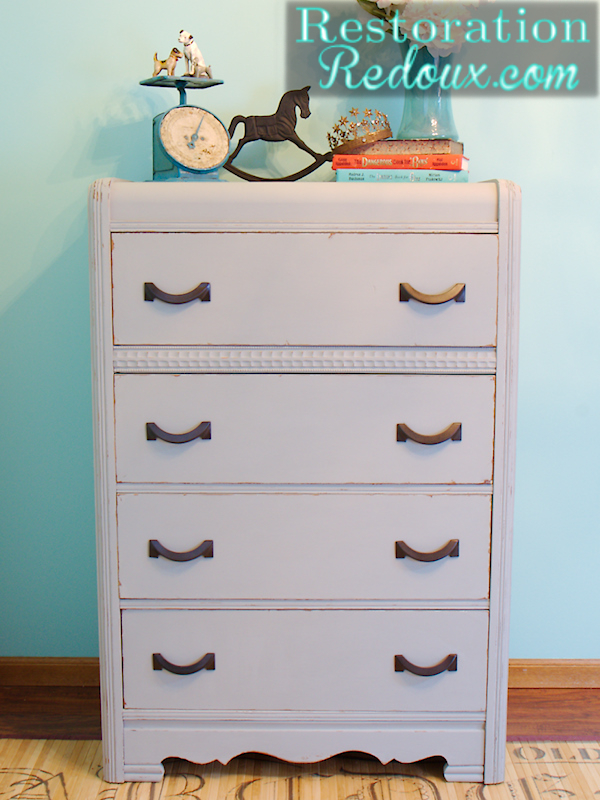 vintage grey chalkpainted dresser, painted furniture, Grey dresser after