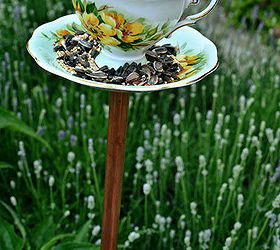 make a diy teacup birdfeeder, gardening, repurposing upcycling