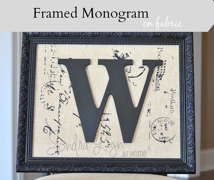 monograma enmarcado en tela