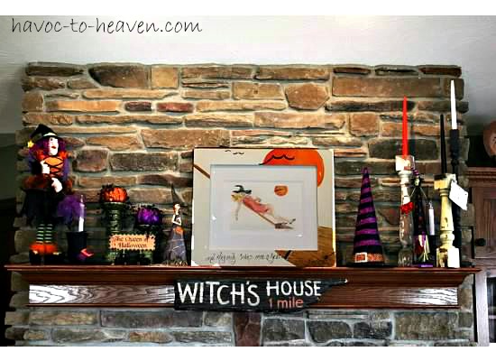 october fireplace mantle, fireplaces mantels, halloween decorations, seasonal holiday d cor, October Mantle