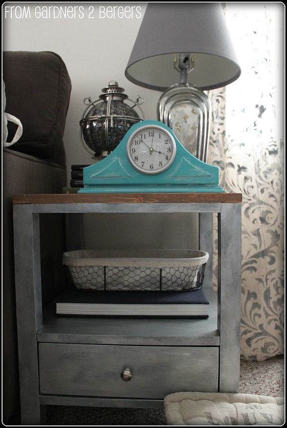 MDF Side table makeover- I did a metal finish and new wood ...