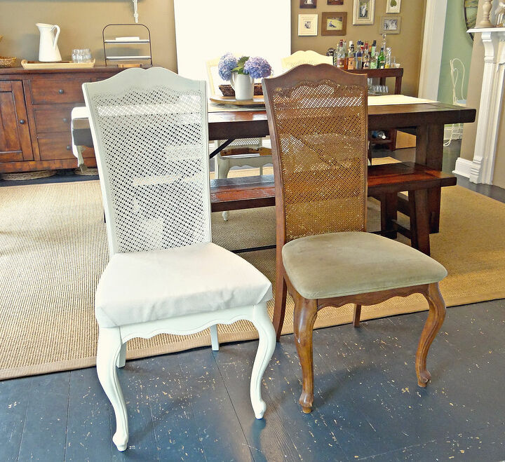 reupholstered dining chairs work in progress, painted furniture
