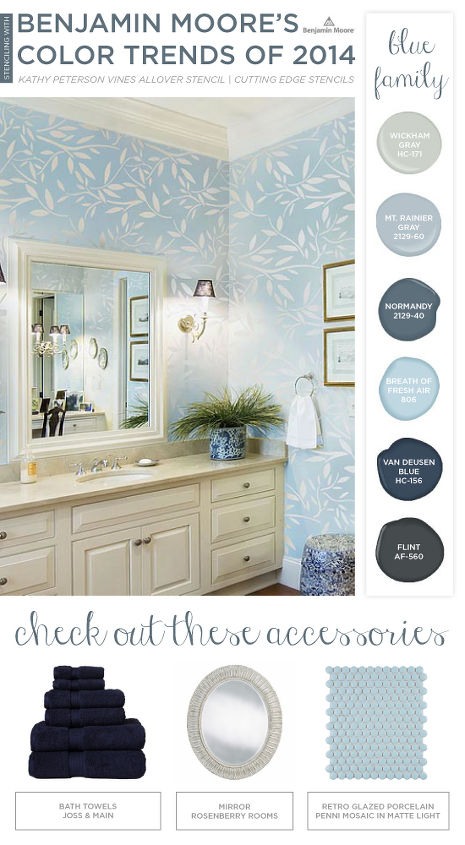 stenciling with benjamin moore s 2014 color trends, painting