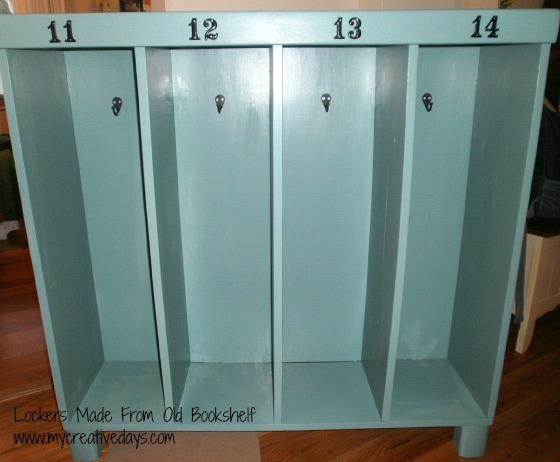 old bookcase turned to kid lockers, painted furniture, repurposing upcycling, Old Bookcase Becomes Lockers