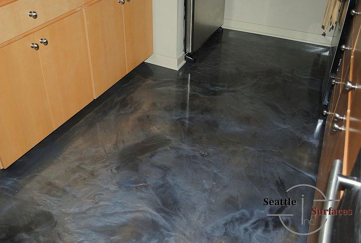 designer epoxy flooring for modern condo, flooring, Designer Metallic Epoxy Flooring in Kitchen