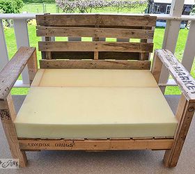 a two pallet chair anyone can build in a jiffy, diy, how to, outdoor furniture, painted furniture, pallet, repurposing upcycling, 5 foam cut to size new from a foam shop wa